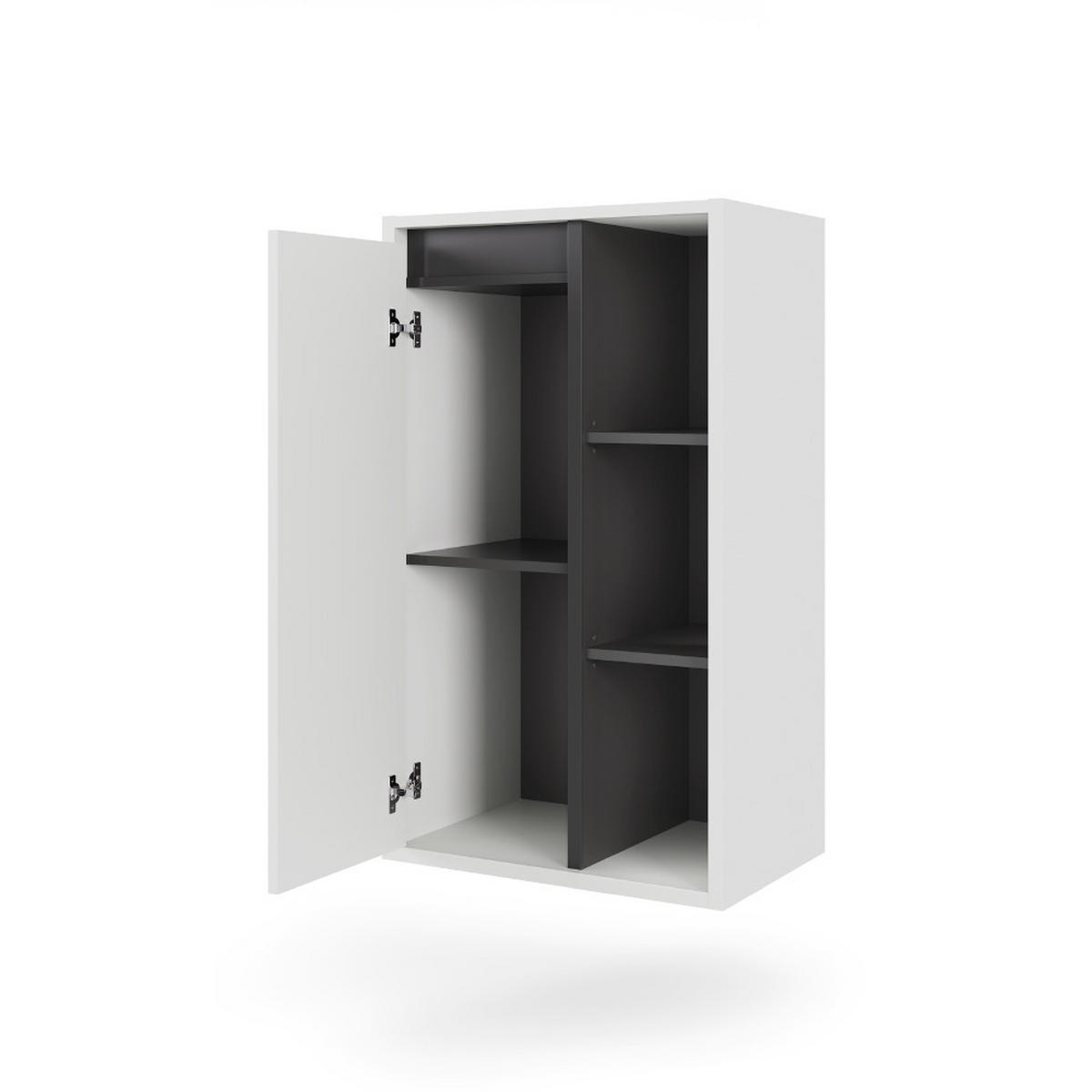 MIDISCHRANK Viola Weiß/Grau 50 x 86 cm mit offenen Regalen - Weiß/Grau, Holzwerkstoff (50/86/33cm) - Vicco