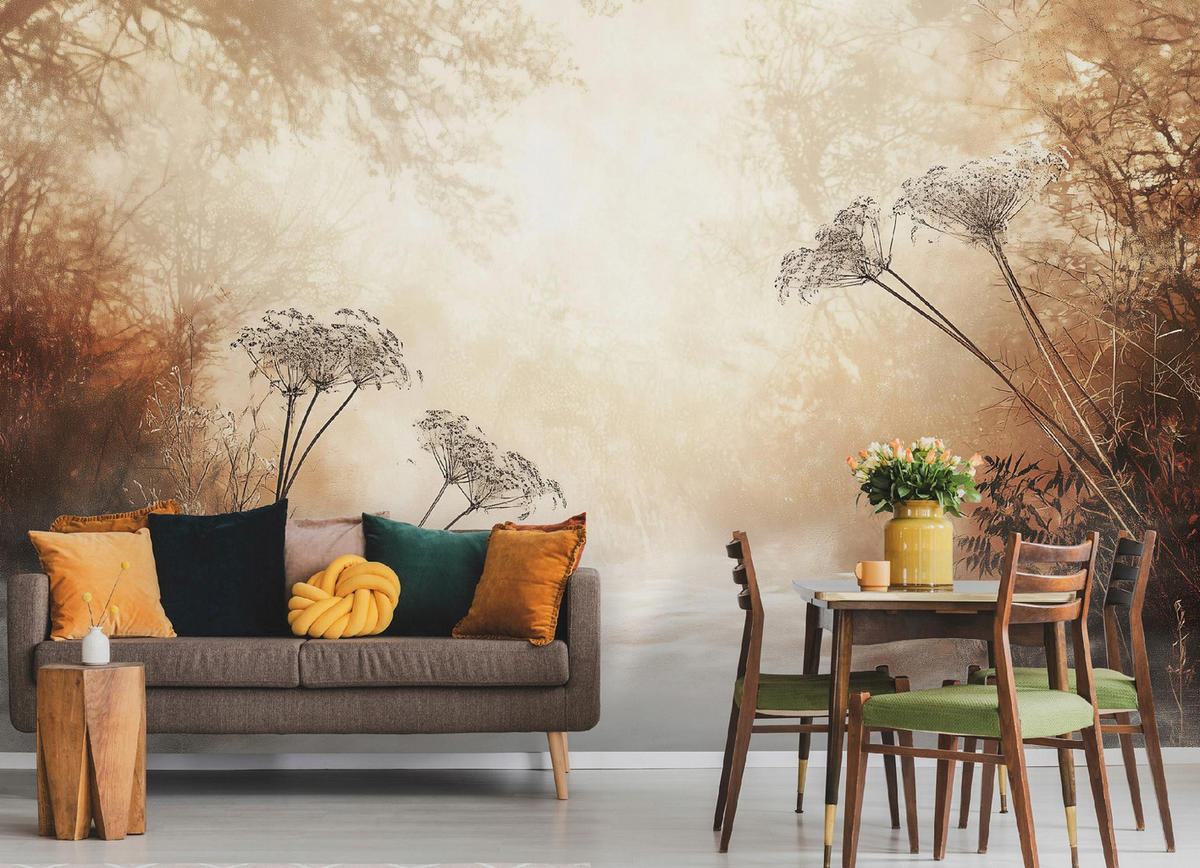 FOTOTAPETE Wald Boho Beige Nature 400x280 - Multicolor, Papier (400/280cm) - Wallarena