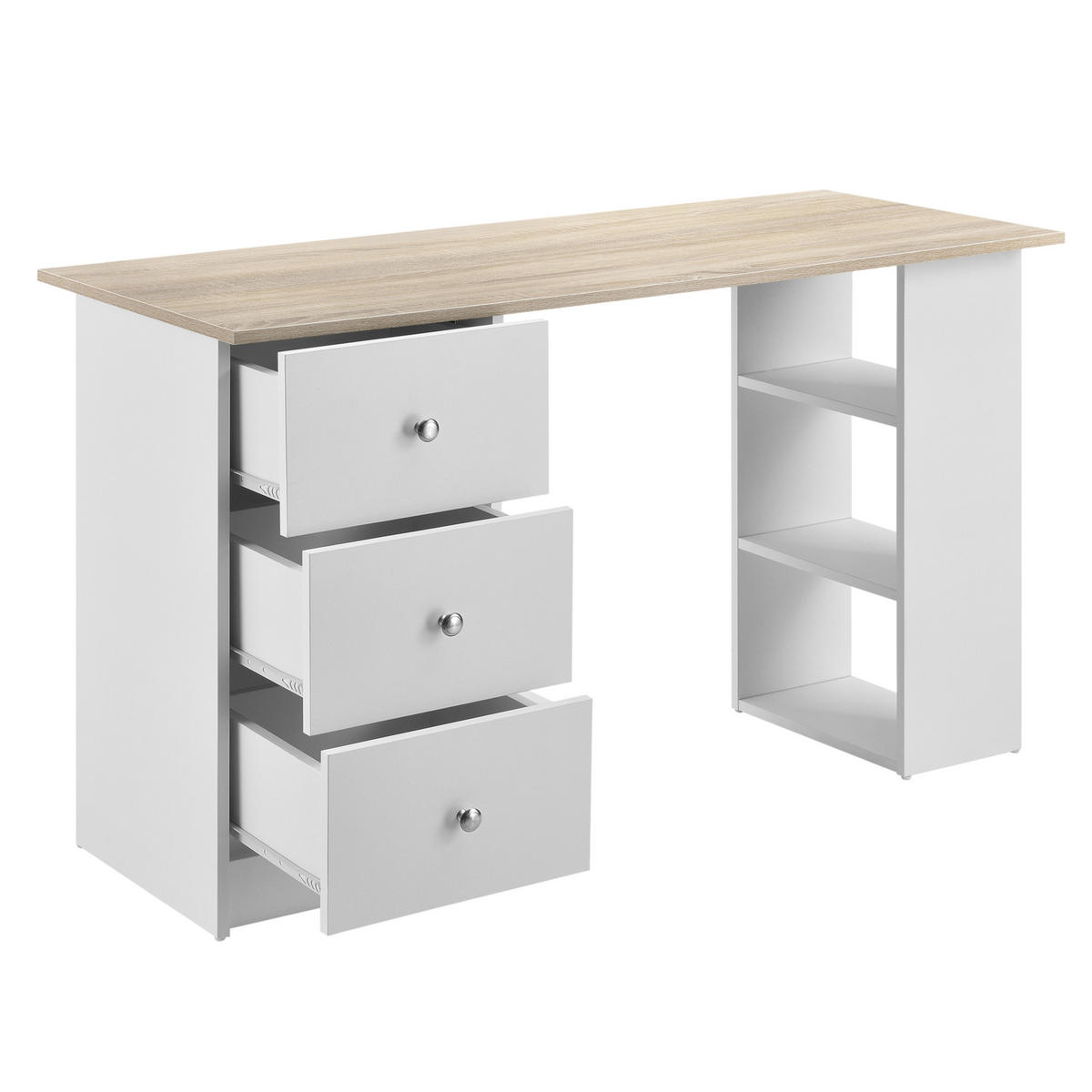 SCHREIBTISCH Lemberg - Eichefarben/Weiß, Holzwerkstoff (49/120/72cm) - [en.casa]