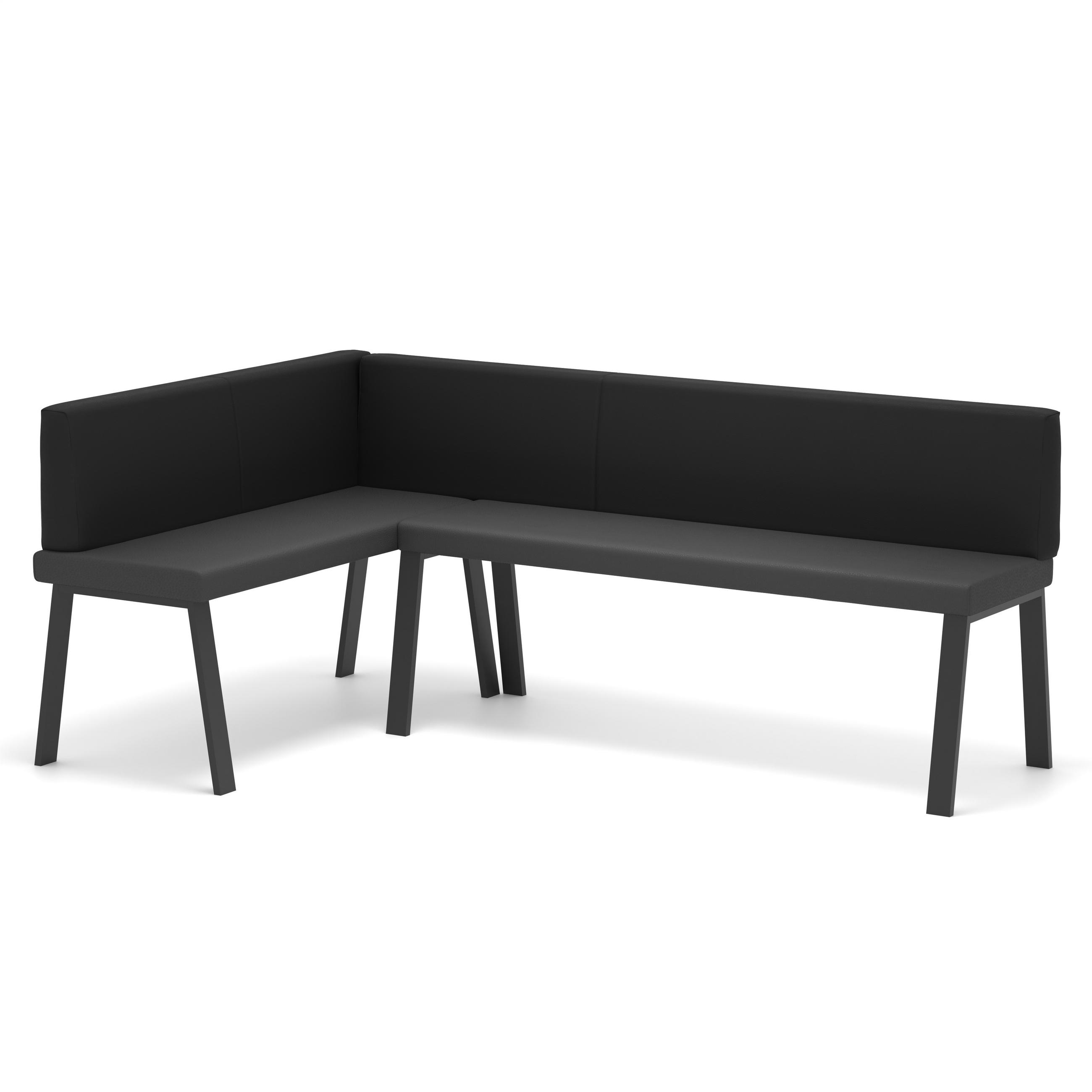 ECKBANK links MONO Y Kunstleder glatt, 142/196 cm Schwarz - Schwarz, Kunststoff/Textil (142/196cm) - Idohome