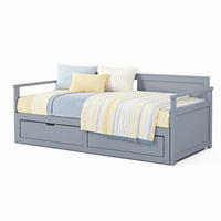 BETT 90/190 cm & 90/190 cm in Grau mit 2 Schubladen und Ausziehbett - Grau, Holz/Holzwerkstoff (90/190cm) - CHICFURN
