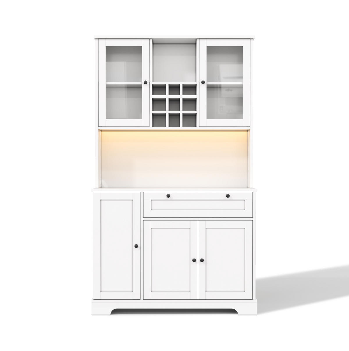 BUFFETSCHRANK 105/40/180 cm mit LED-Beleuchtung, Steckdosenleiste und verstellbaren Einlegeböden, Weiß - Weiß, Holzwerkstoff (105/180/40cm) - Redom