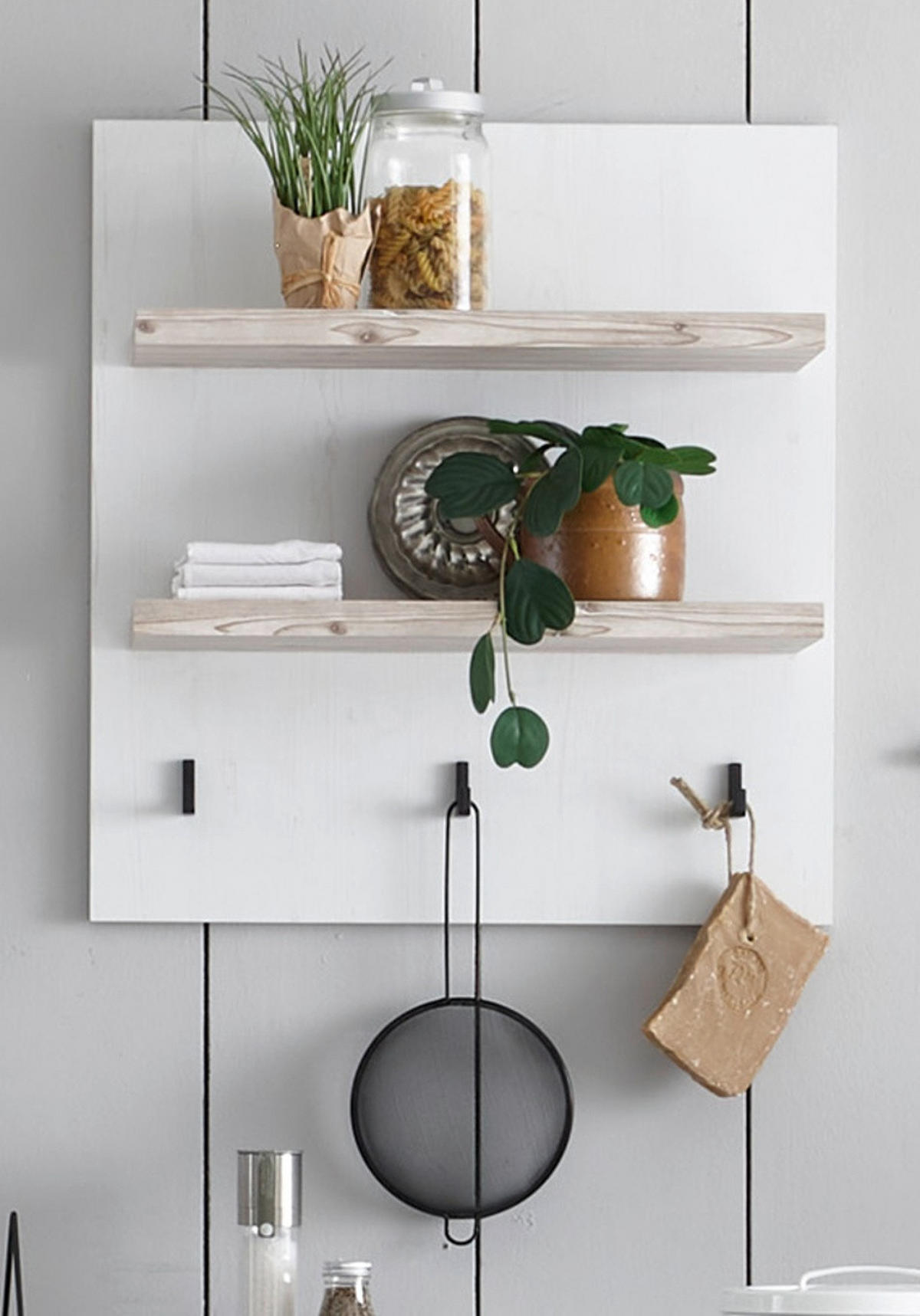 KÜCHENREGAL weiß Pinie Landhaus, Küche Wandregal 60 x 65 cm Gewürzregal - Weiß, Holzwerkstoff (60/65/20cm) - Furn.Design