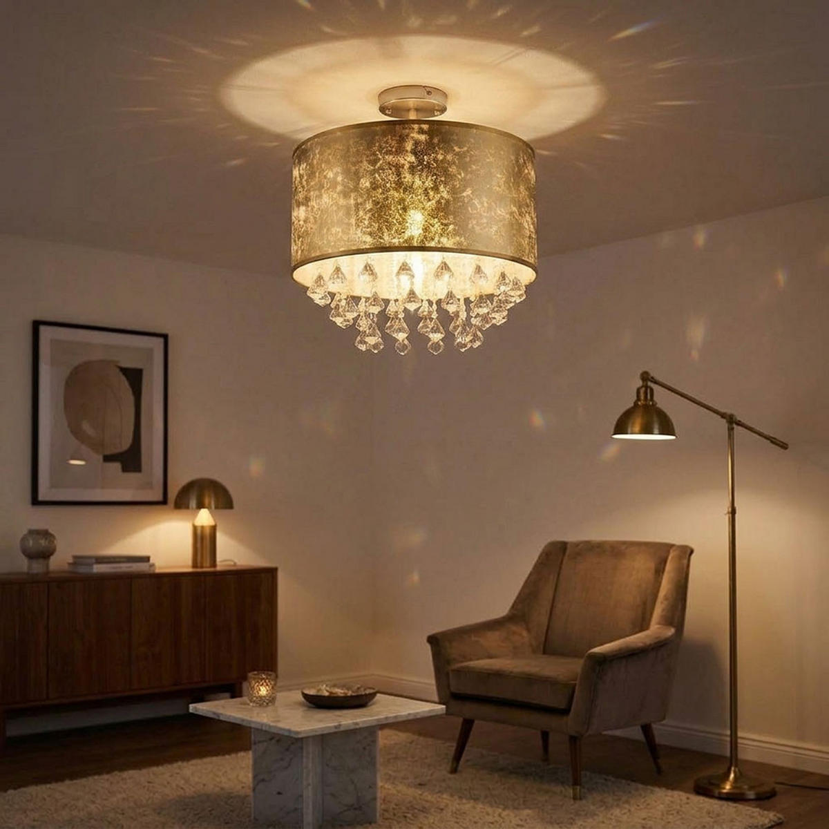 LED DECKENLEUCHTE Metall Gold - Goldfarben, Metall (30/30/31cm) - Globo Lighting