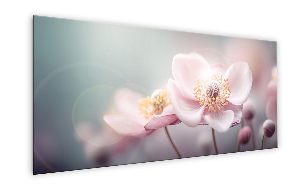 GLASBILD 125x50 cm Blumen rosa - Rosa, Glas (125/50cm) - artissimo