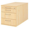 ROLLCONTAINER - mit 3 Schubladen 80/42,8/51,2 cm in Ahornfarben Bügelgriff (Metall) - Ahornfarben, Holzwerkstoff (42.8/51.2/80cm) - bümö