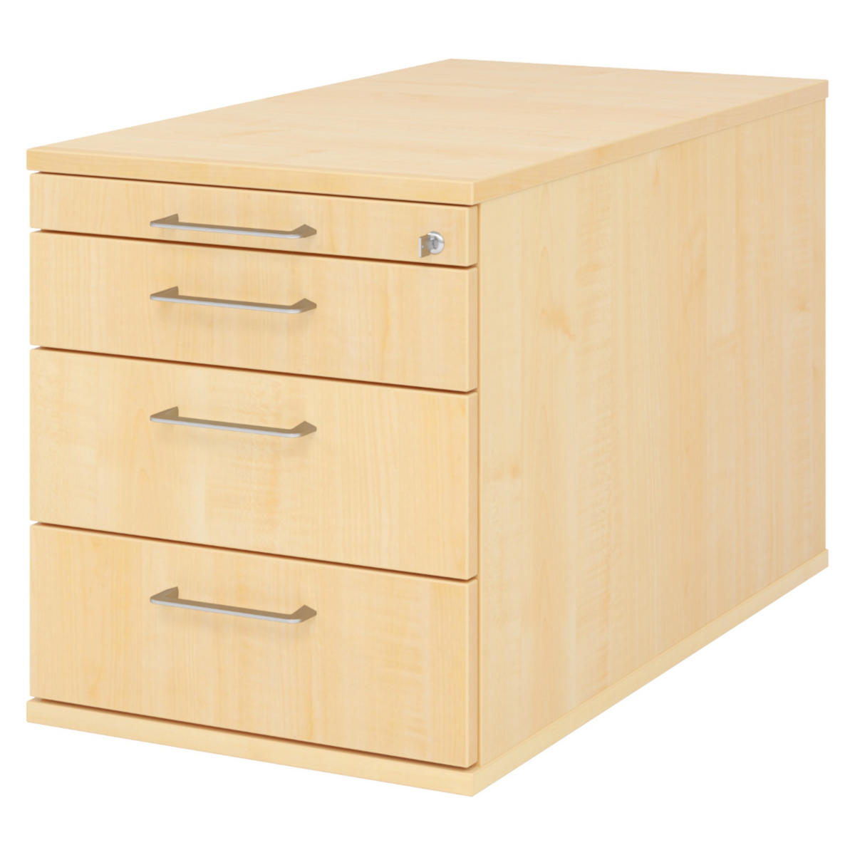ROLLCONTAINER - mit 3 Schubladen 80/42,8/51,2 cm in Ahornfarben Bügelgriff (Metall) - Ahornfarben, Holzwerkstoff (42.8/51.2/80cm) - bümö