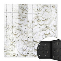 SCHLÜSSELBOX Schwarz 30x30 cm- Türöffnung nach rechts - Weiße Ornamente - Weiß, Metall (30/30/5cm) - TULUP