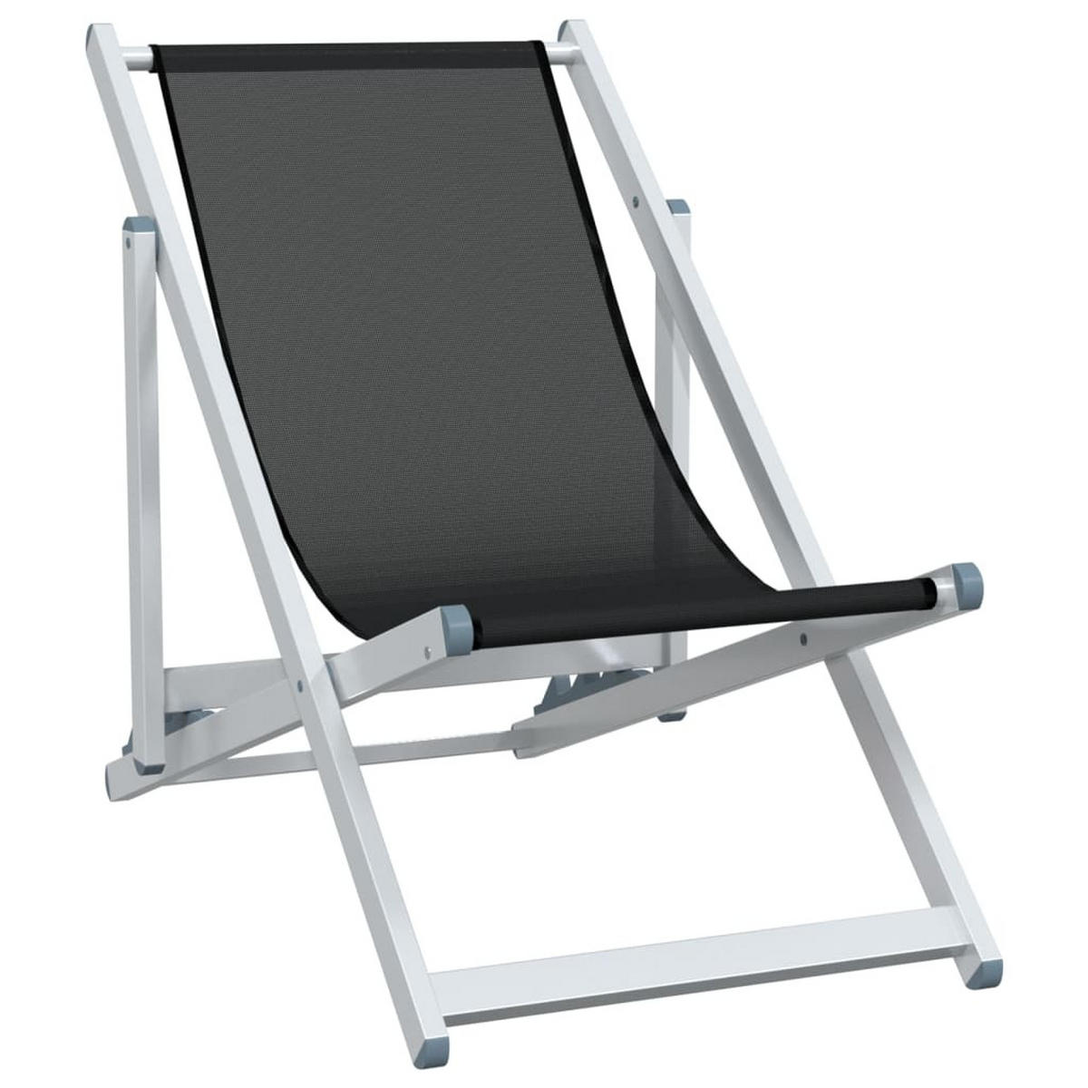STRANDSTÜHLE 2Er Set Klappbar Schwarz Aluminium Und Textilene - Schwarz, Metall (57/80/97.5cm) - vidaXL