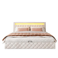 POLSTERBETT 180/200 cm Weiß Funktionsbett mit Stauraum und LED-Beleuchtung - Weiß, Kunststoff (180/200cm) - OKWISH