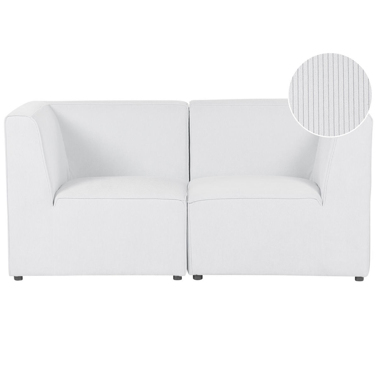 2-SITZER-SOFA Cord cremeweiß Lemvig - Weiß, Textil (166/78/83cm) - Beliani
