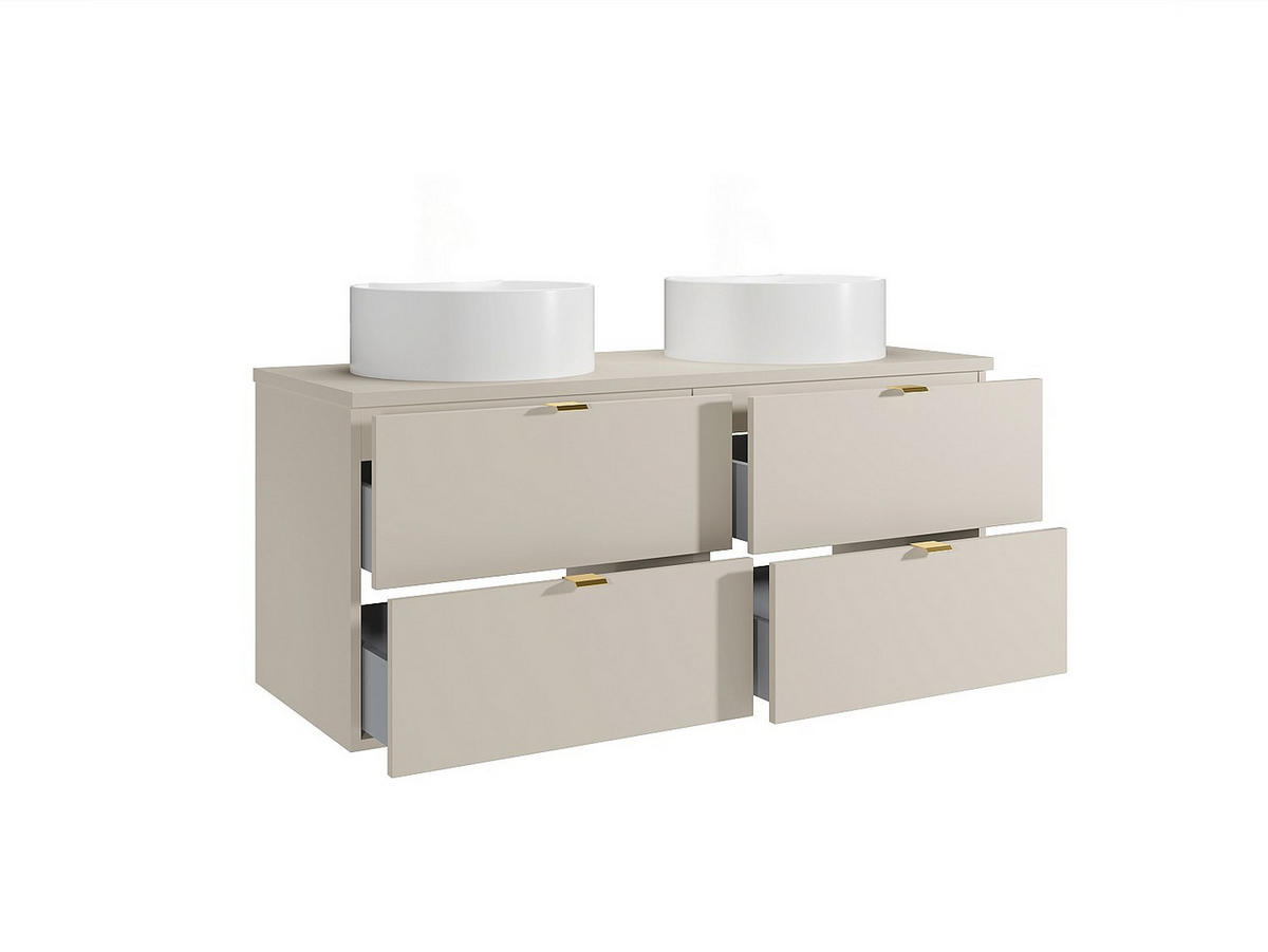 DOPPELWASCHTISCH - 120 cm x 46 cm - holz - beige Lavena - Weiß, Holz (120/50/46cm) - Vente-Unique