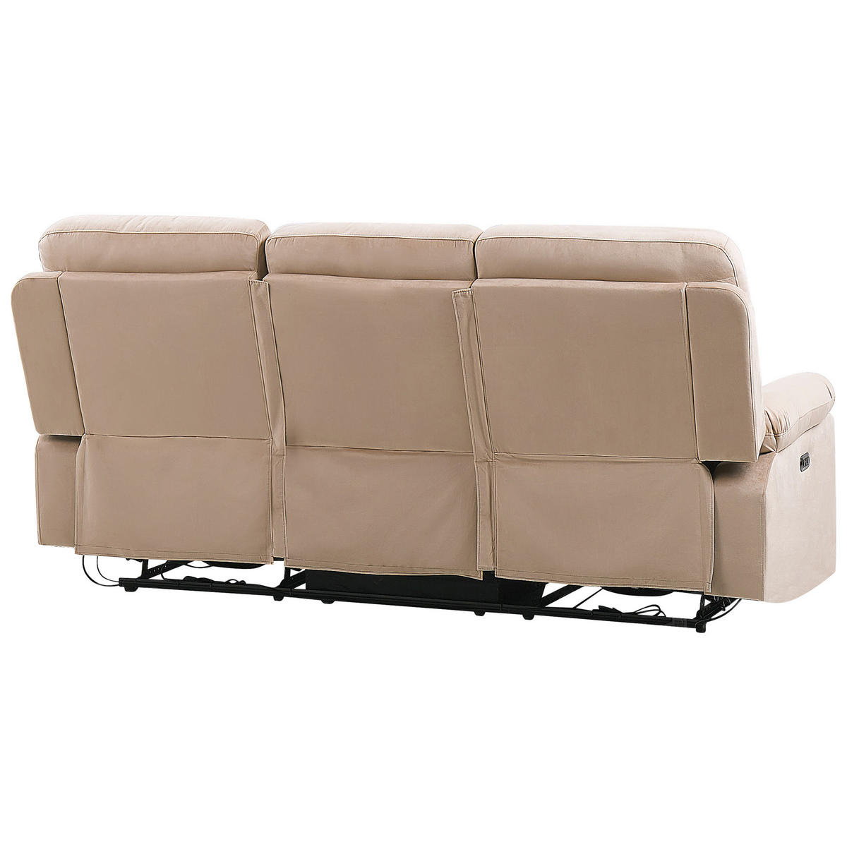 3-SITZER-SOFA mit LED-Beleuchtung Samtstoff Beige Bergen - Beige, Textil (204/101/73cm) - Beliani