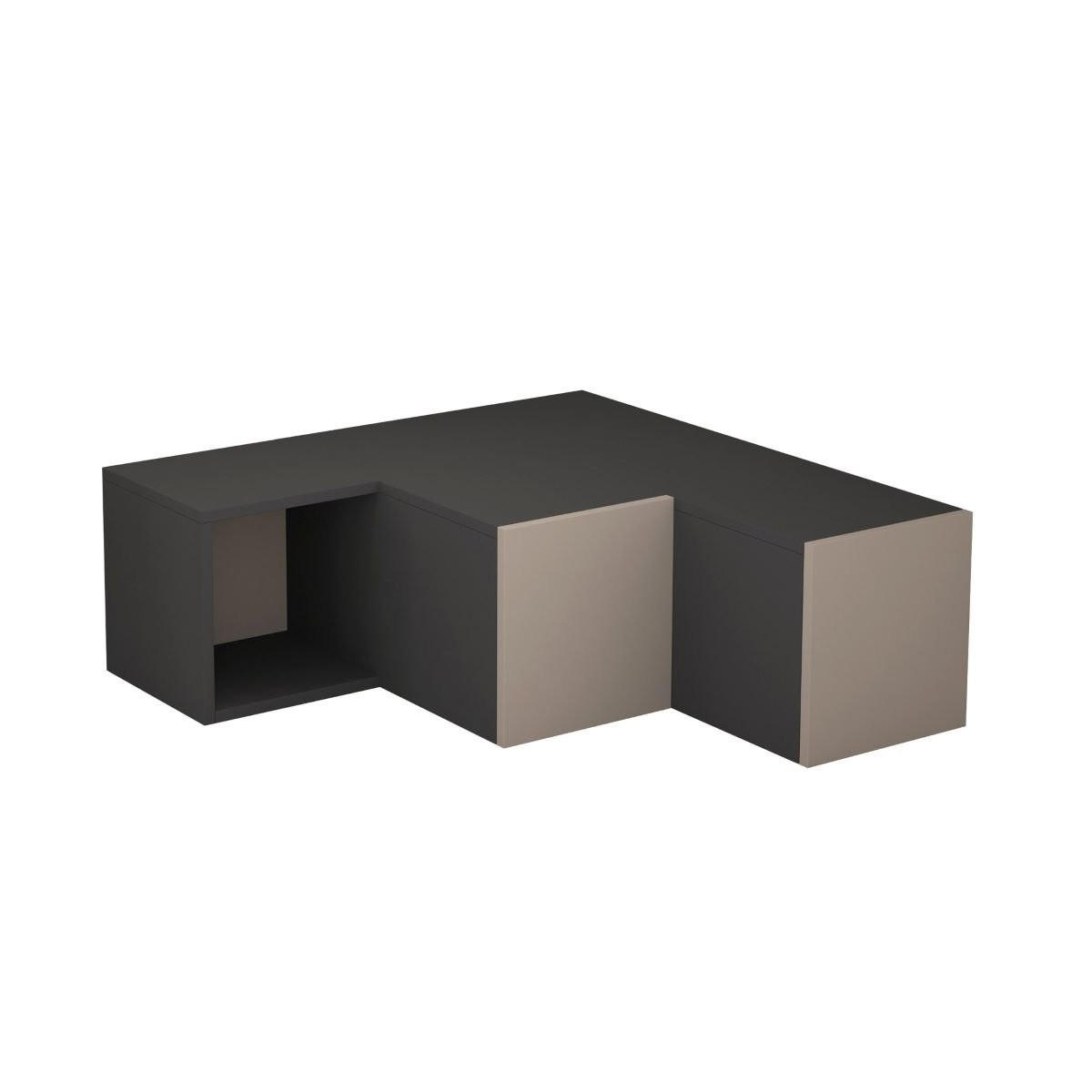ECK-TV-MÖBEL mit 2 Schubladen und 1 Nische L90 cm - Compact - Anthrazit, Holzwerkstoff (92/32/90cm) - Calicosy