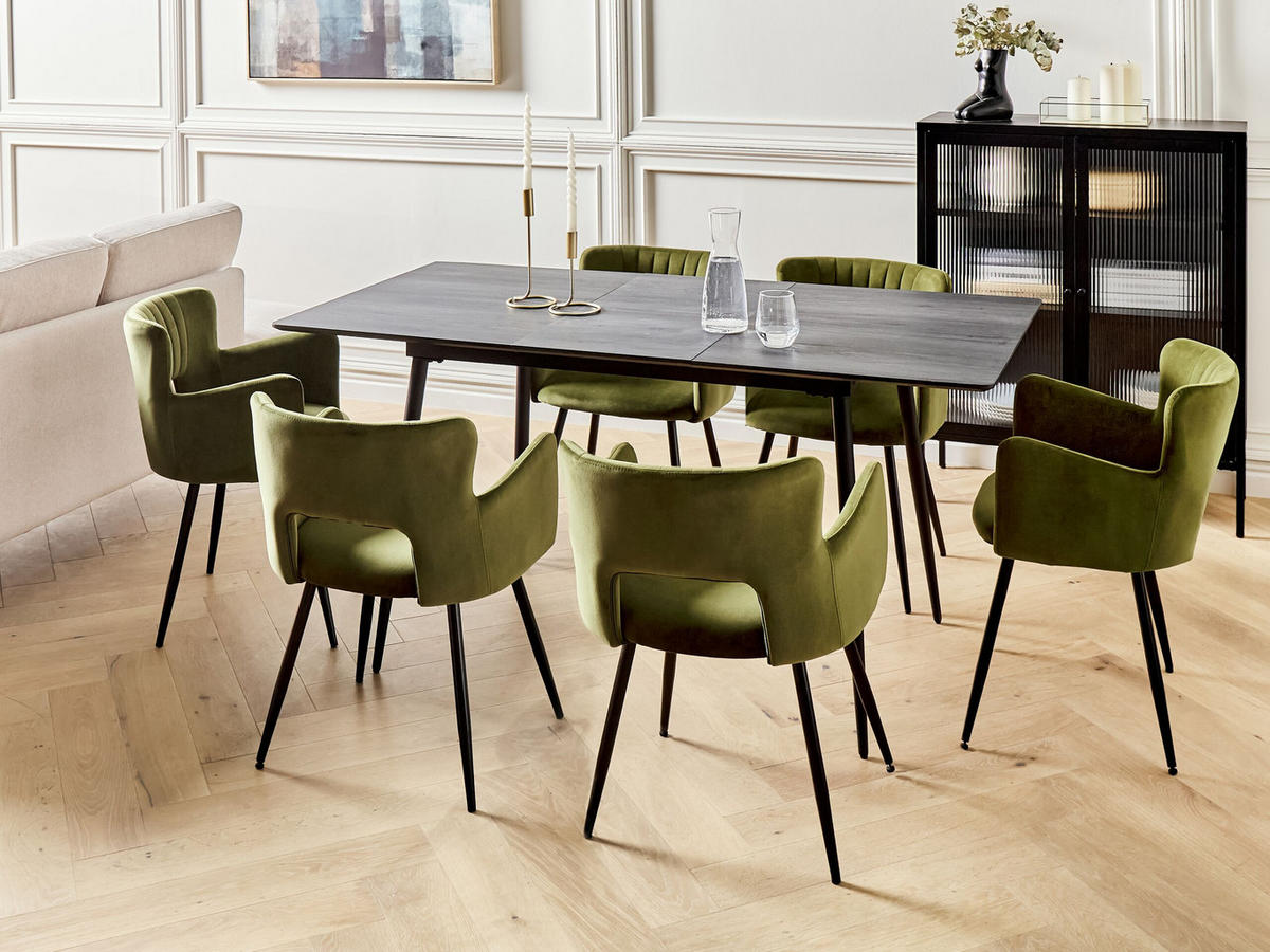ESSTISCH grau/schwarz 120-160/80 cm ausziehbar Gelanda - Schwarz/Grau, Holzwerkstoff (120/80/78cm) - Beliani