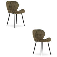 STUHL Braun 46x53 cm MANGO Samtstoff Beine Schwarz 2 Stück - Schwarz, Kunststoff (46/41/53cm)