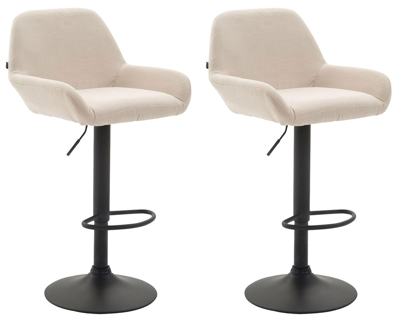 BARHOCKER 2er Set Stoff creme - Creme/Schwarz, Textil/Metall (51/89/52cm) - CLP