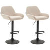 BARHOCKER 2er Set Stoff creme - Creme/Schwarz, Textil/Metall (51/89/52cm) - CLP
