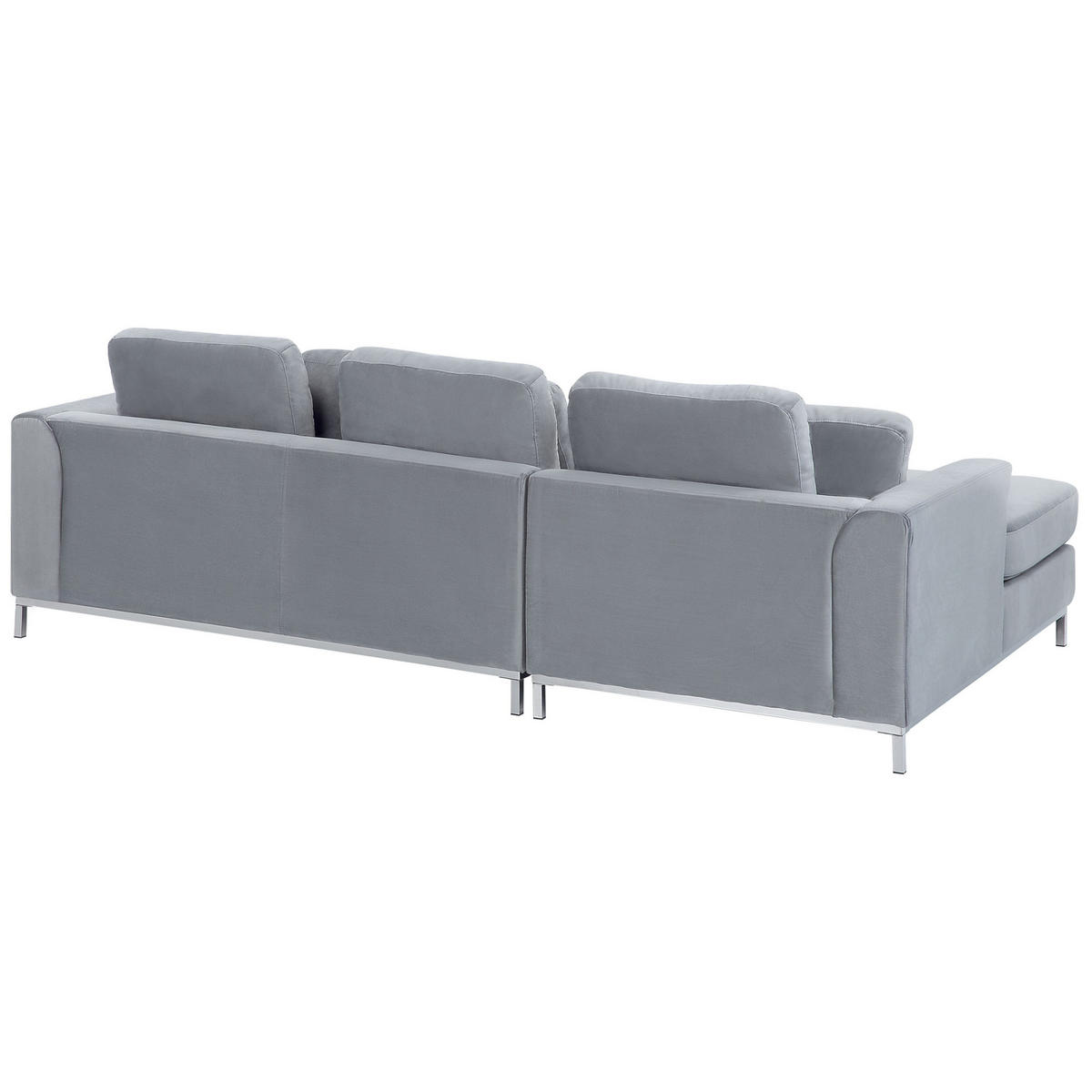 ECKSOFA Samtstoff Grau linksseitig Oslo - Grau, Textil (270/151cm) - Beliani