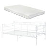 TAGESBETT Granada mit Matratze - Weiß, Textil/Metall (90/200cm) - [en.casa]