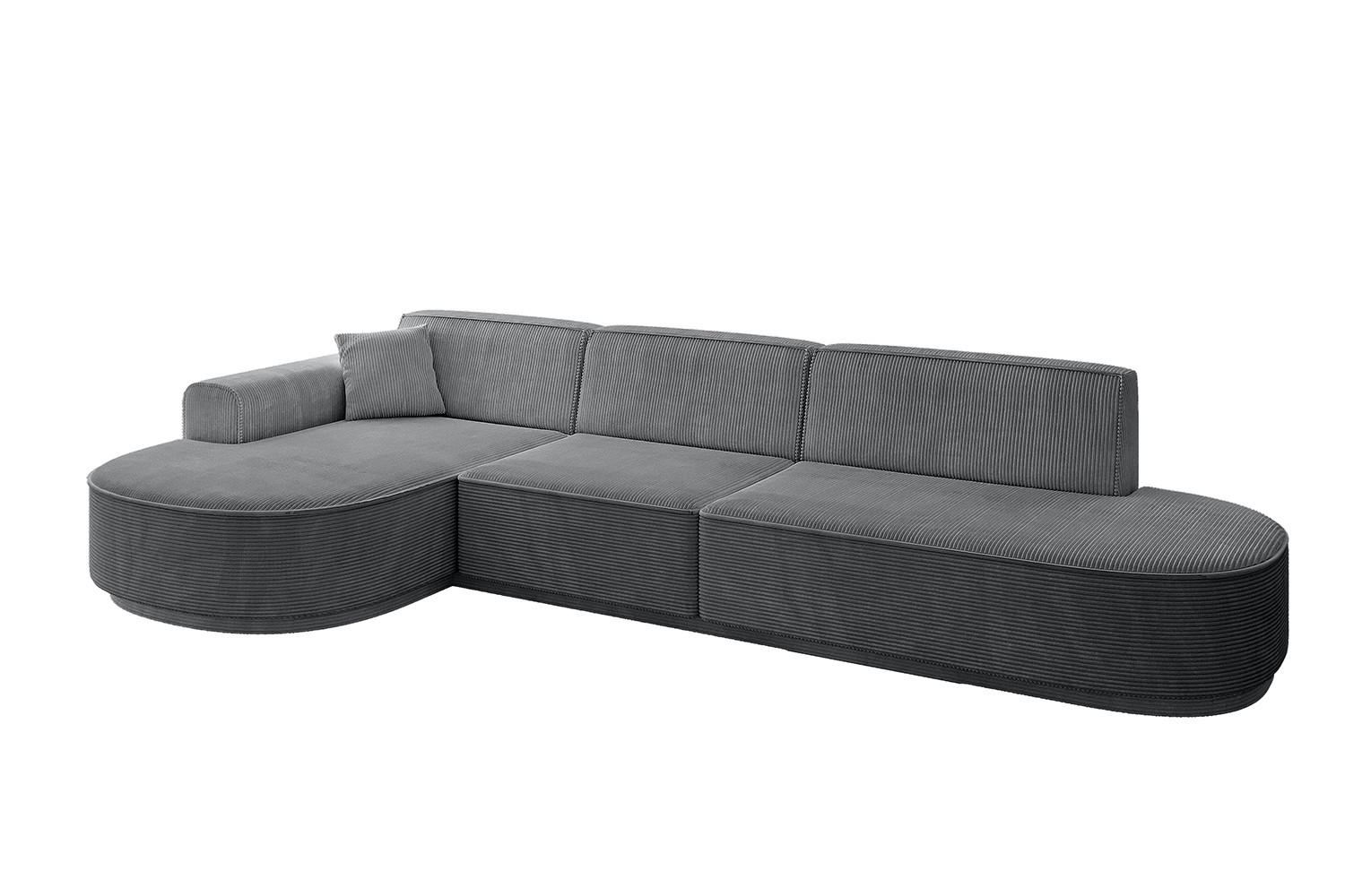 ECKSOFA Ottomane Links MARI-L2 - 317x163x81 cm Dunkelgrau Cord - Dunkelgrau/Schwarz, Holzwerkstoff/Kunststoff (165/321cm) - ALTDECOR