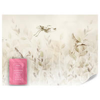 FOTOTAPETE Vögel Blätter Wiese Retro Stil 350x256 - Beige, Papier (350/256cm) - Muralo