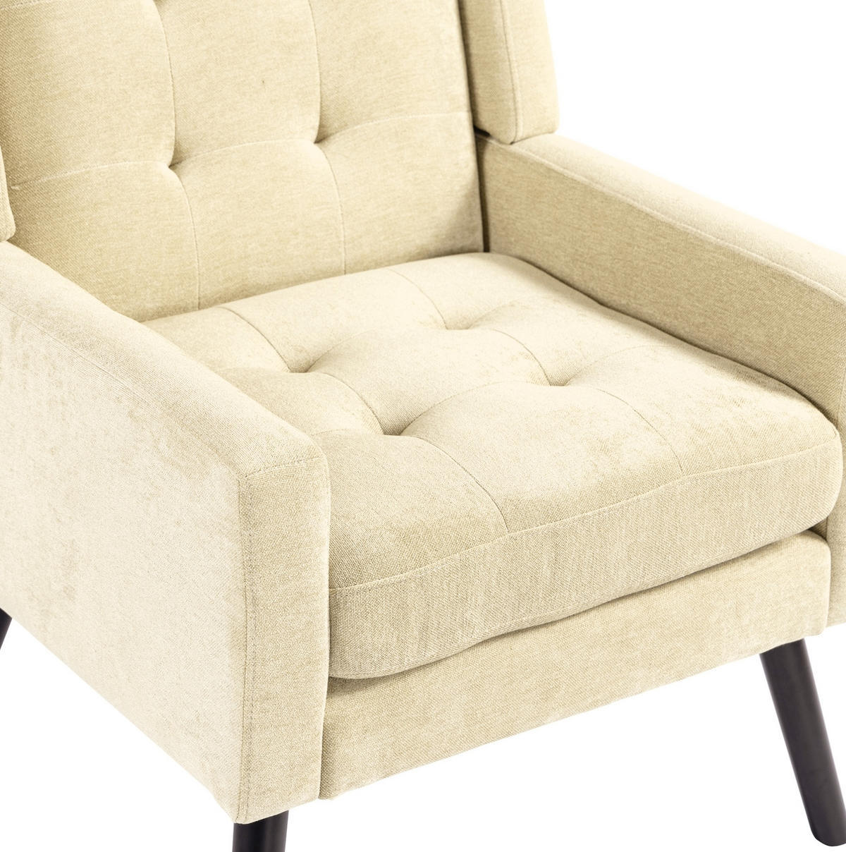 POLSTERSTUHL Leinen mit Tufting, Massivholzbeinen 68/76/88 cm Beige 130 kg - Beige, Textil (76/88/68cm) - Redom