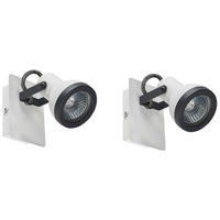 WANDLEUCHTE 2er-Set Baro 9/7/10 cm - Weiß, Metall (7/10/9cm) - Beliani