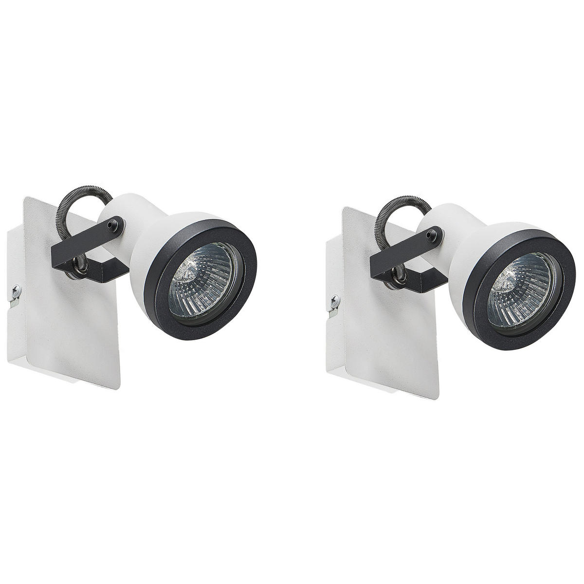 WANDLEUCHTE 2er-Set Baro 9/7/10 cm - Weiß, Metall (7/10/9cm) - Beliani