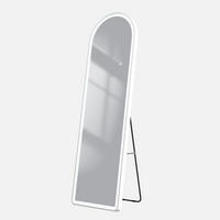STANDSPIEGEL mit Beleuchtung und Rahmen weiß 147/45 cm - Weiß, Glas/Metall (45/147/147cm) - EMKE