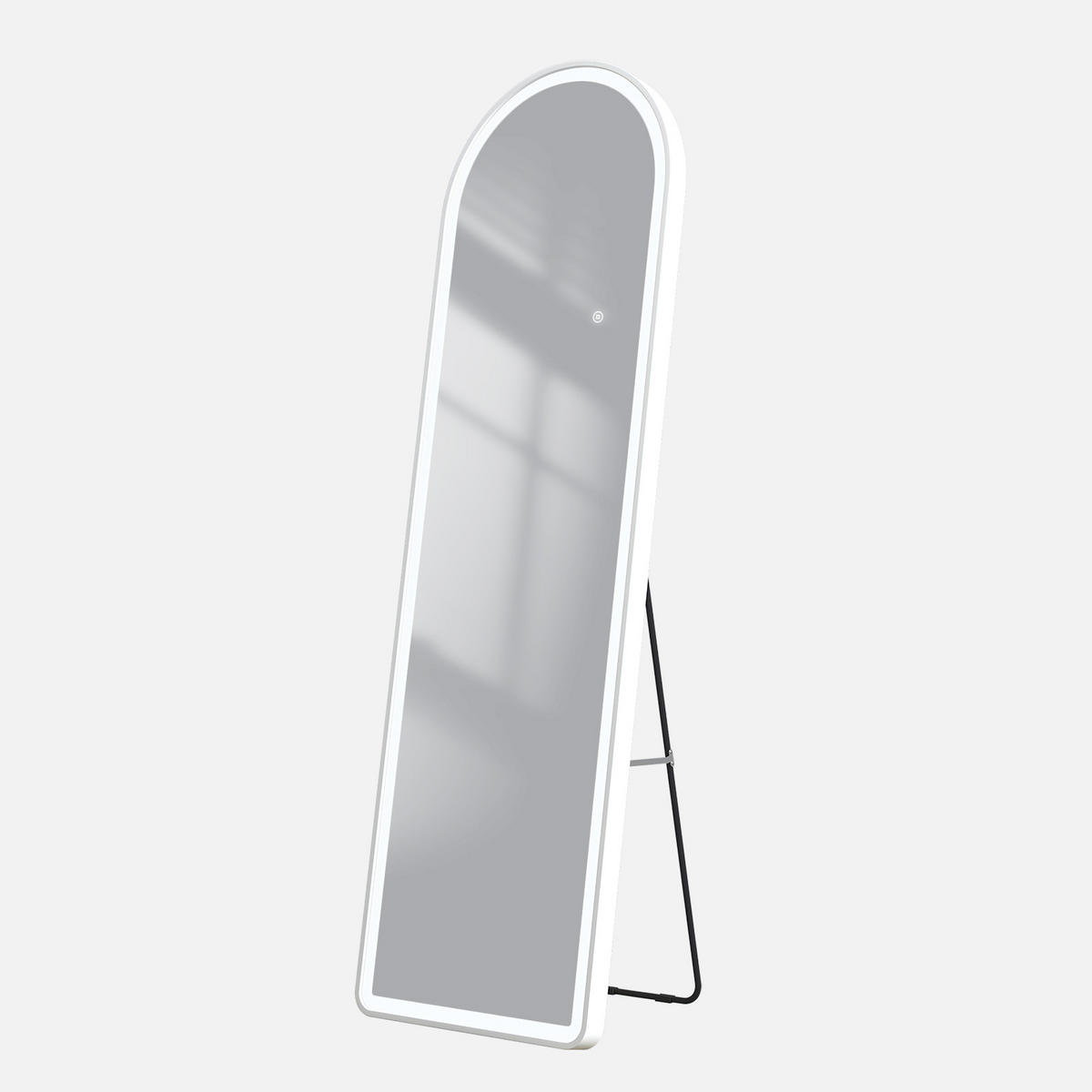 STANDSPIEGEL mit Beleuchtung und Rahmen weiß 147/45 cm - Weiß, Glas/Metall (45/147/147cm) - EMKE