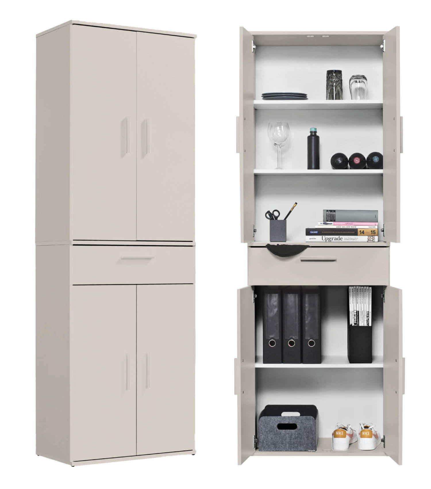 MEHRZWECKSCHRANK Der Praktische - Beige, Holzwerkstoff (60/180/34cm) - Mokebo