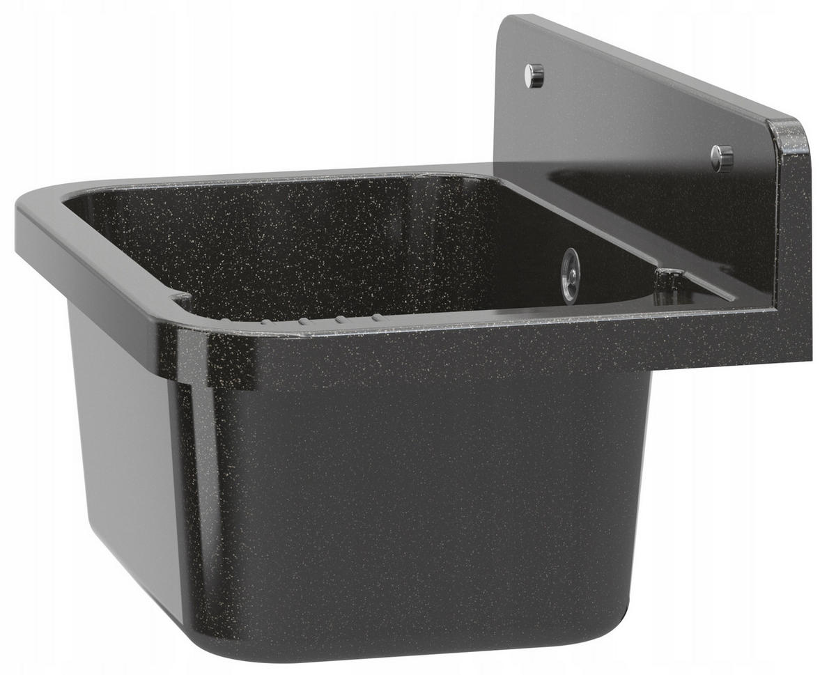 SPÜLBECKEN Paron mit Batterie Siphon - Schwarz, Kunststoff (50/34/31cm) - Granitan