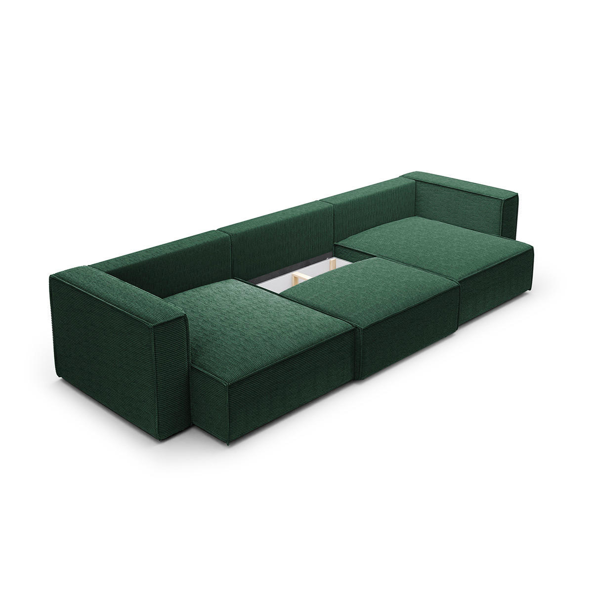 PANORAMASOFA Jimmy 5 Sitzplätze Tannengrün - Grün, Holz (348/77/148cm) - Petits-meubles
