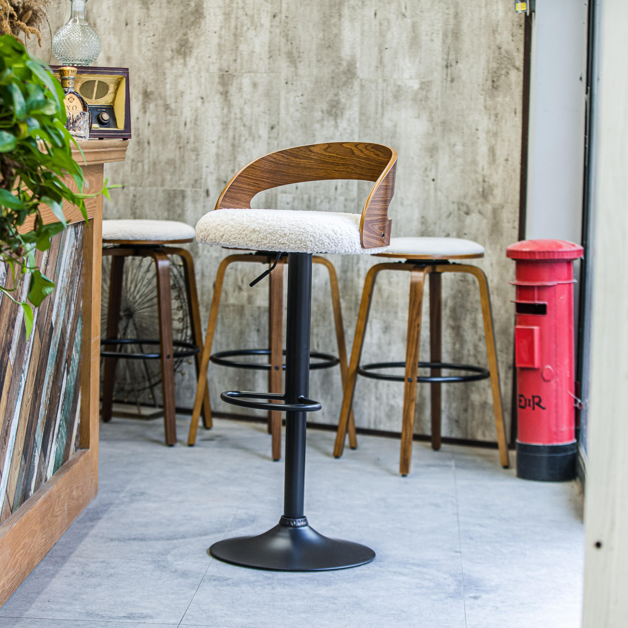 BARHOCKER 2er-Set Stoff Weiß - Weiß, Textil (46/101/45cm) - Nordlys