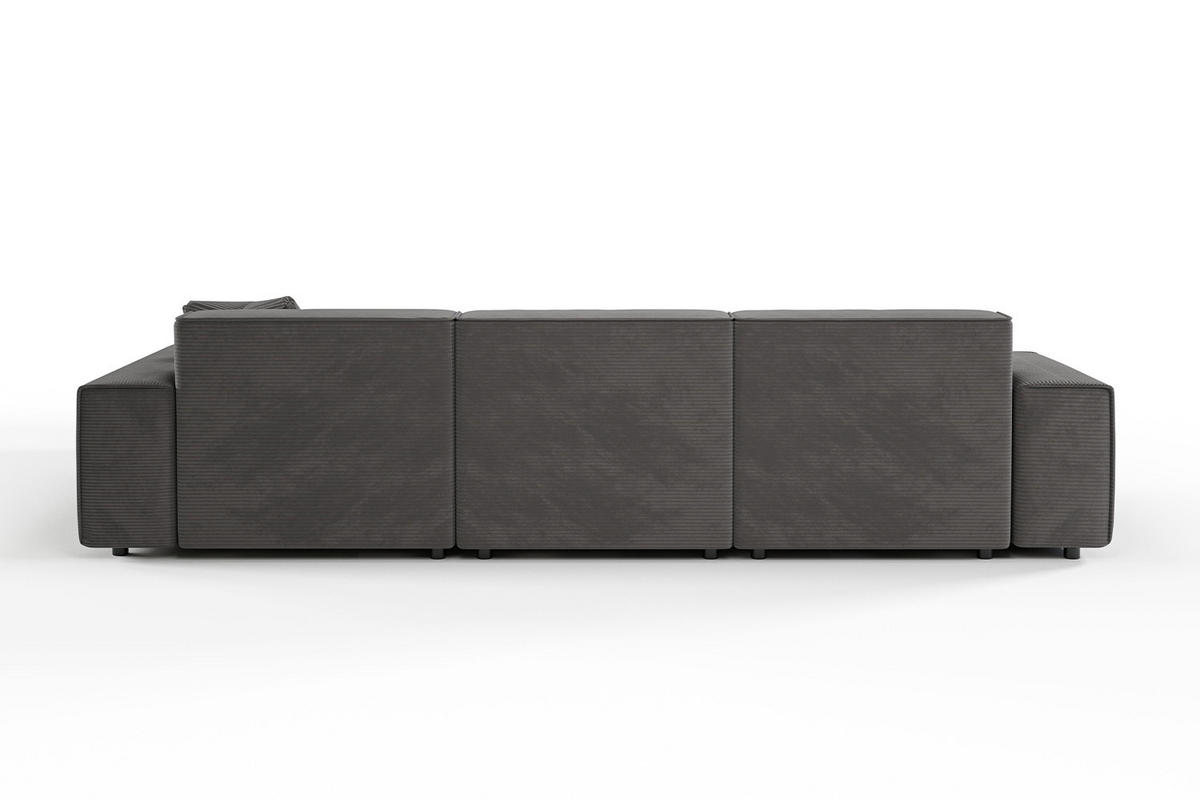 ECKSOFA RANI Grau Cord - Dunkelgrau/Schwarz, Kunststoff/Textil (299/189cm) - KAWOLA