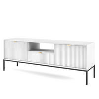 LOWBOARD TV NANAIMO RTV1-2D1S Profilierte Fronten, Weiß - Weiß, Holzwerkstoff/Kunststoff (154/56/39cm) - Komodee