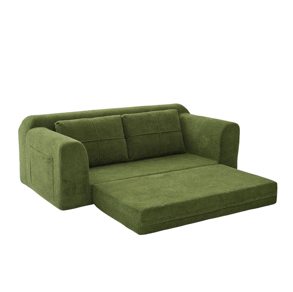 SCHLAFSOFA 179/95/79 cm 2-in-1 klappbar aus Stoff mit Armlehnen, Armeegrün - Grün, Textil (178/61.5/96cm) - Redom