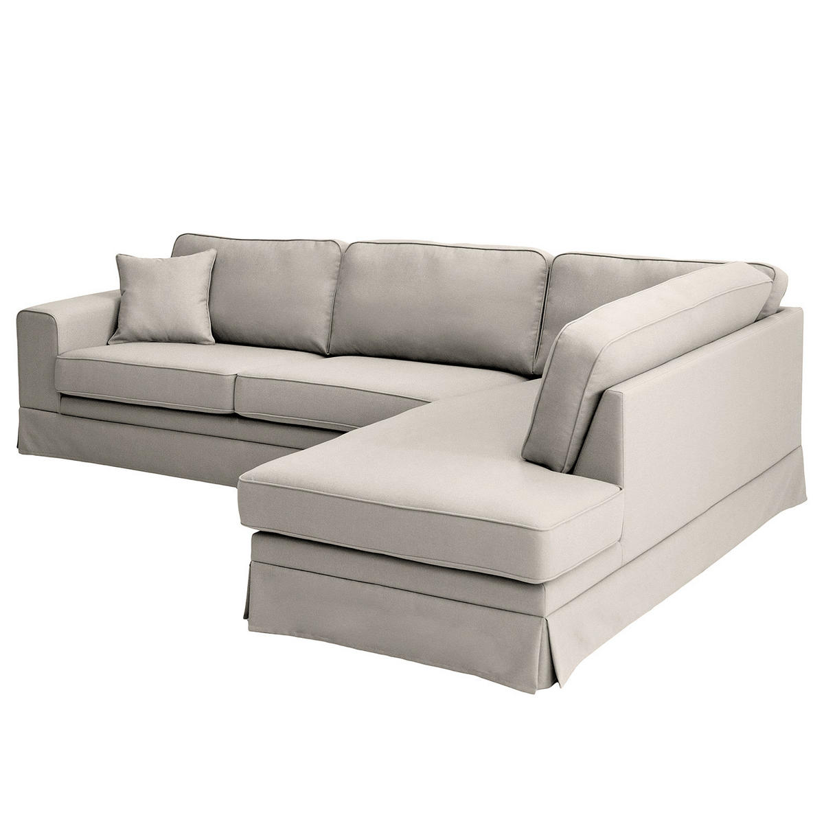 ECKSOFA mit Husse - Ottomane, Webstoff - Hellgrau/Schwarz, Kunststoff/Textil (297/210cm) - home24