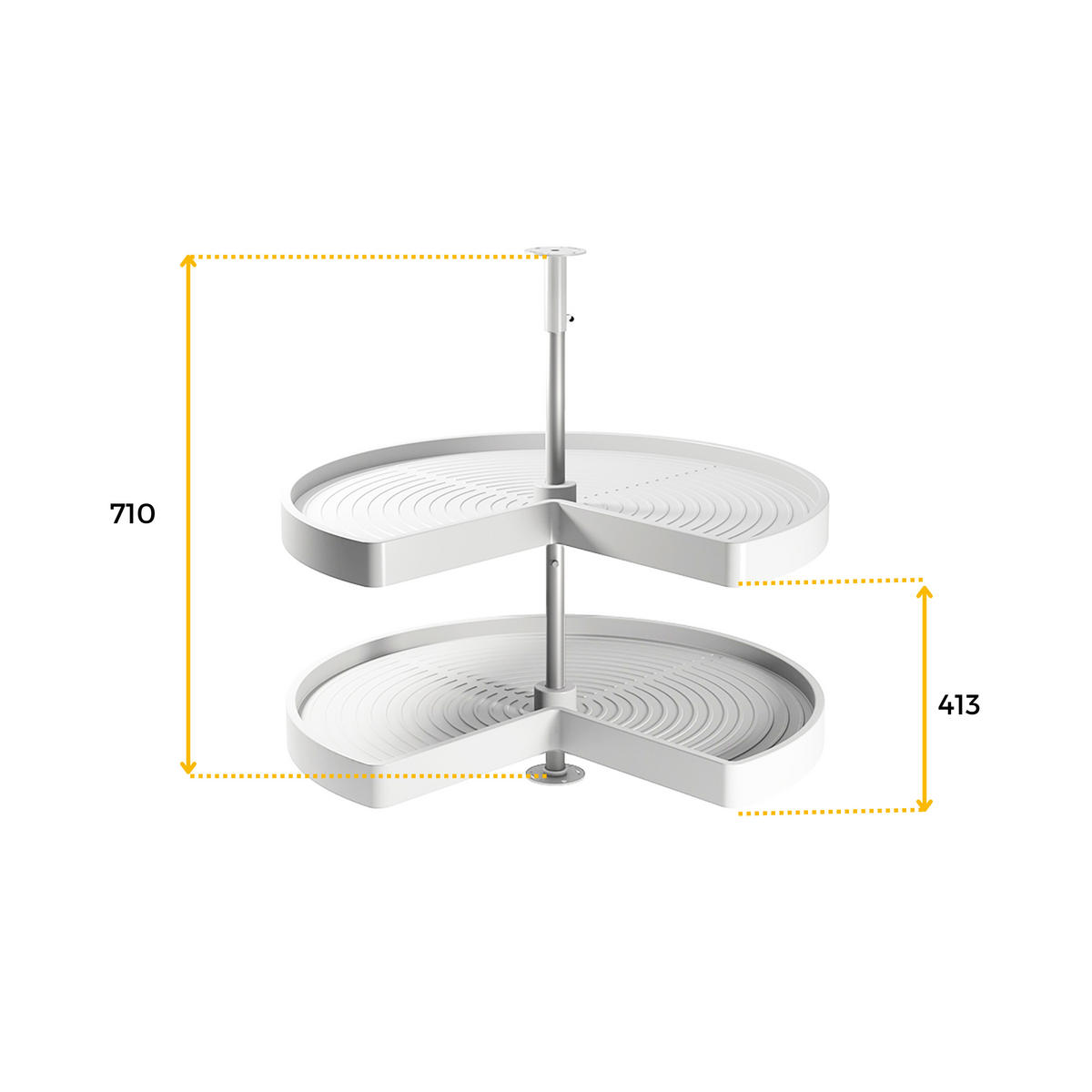 DREHPLATTEN Shelvo 3/4, für 900mm Modul, Kunststoff und Aluminium, weiss 2er-set - Weiß, Kunststoff (90/77/90cm) - EMUCA