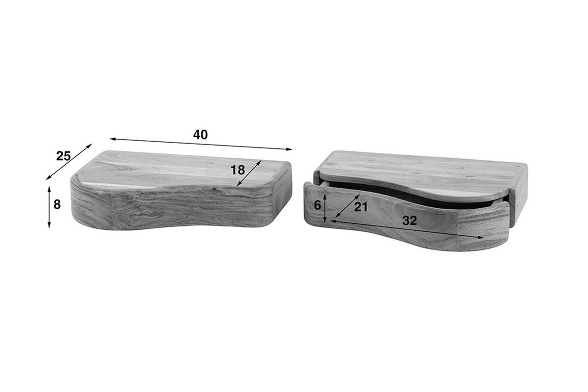 NACHTTISCH HUZO Holz Akazie - Zwetschgeholzfarben, Holz (40/8/25cm) - KAWOLA