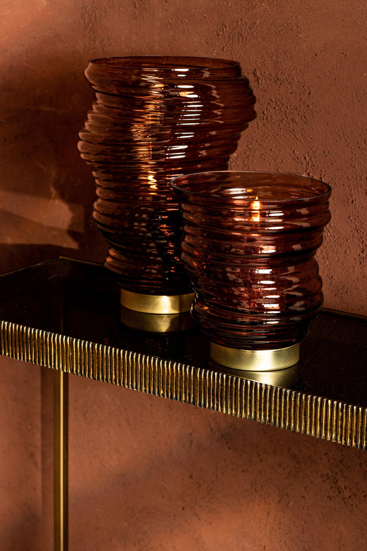 WINDLICHT Lane Braun 16/16/17cm - Braun, Metall (16/17/16cm) - PTMD Collection