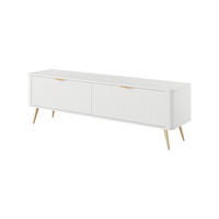 RTV-SCHRANK Lante Weiß, breite zweitürige TV-Tisch, Goldene Beine - Goldfarben/Weiß, Holzwerkstoff (163/51/38cm) - Bettso