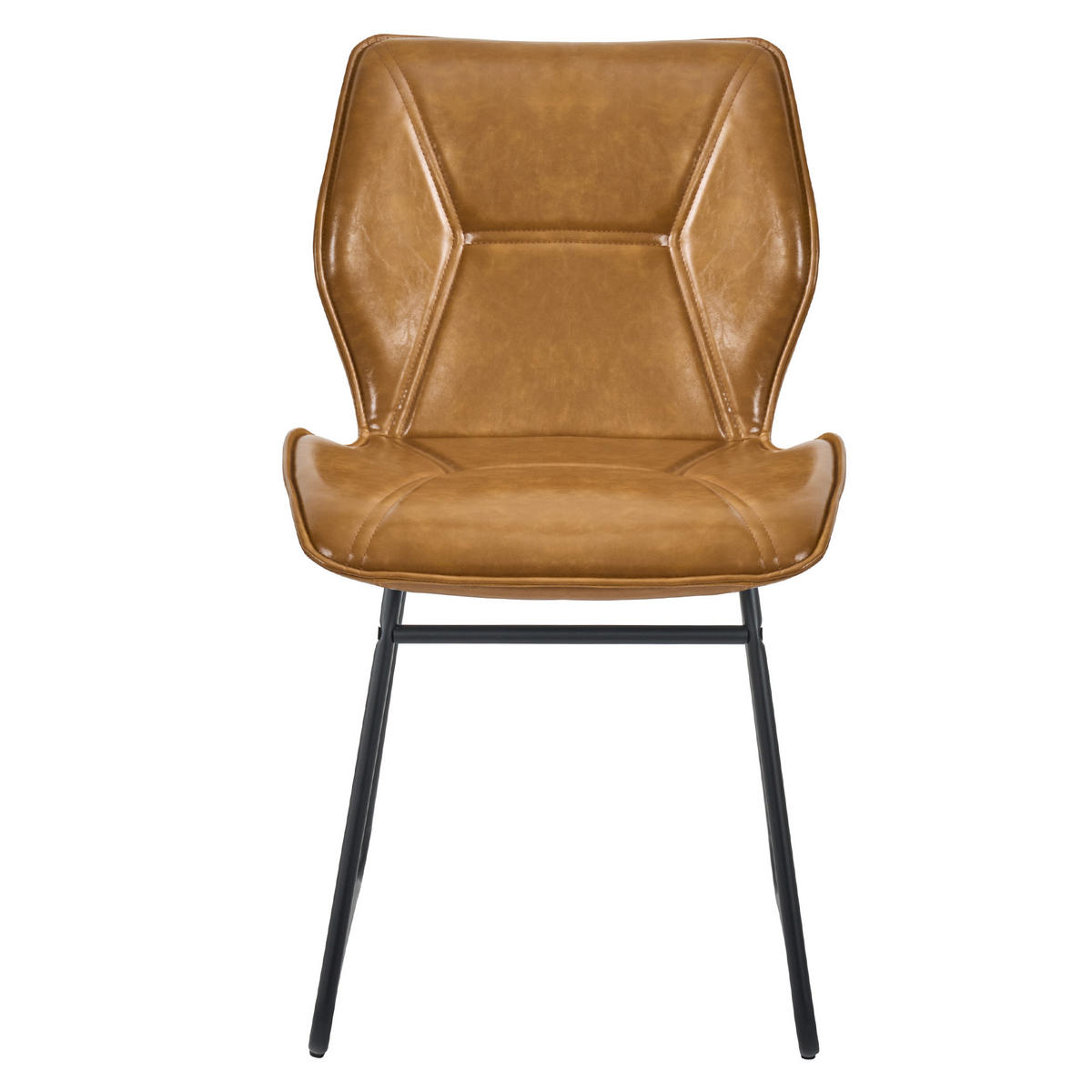 STUHL-SET DE-36851 2 Stück mit Kunstlederbezug Cognacbraun - Braun, Metall (47.5/81.5/60cm) - ComfortXL