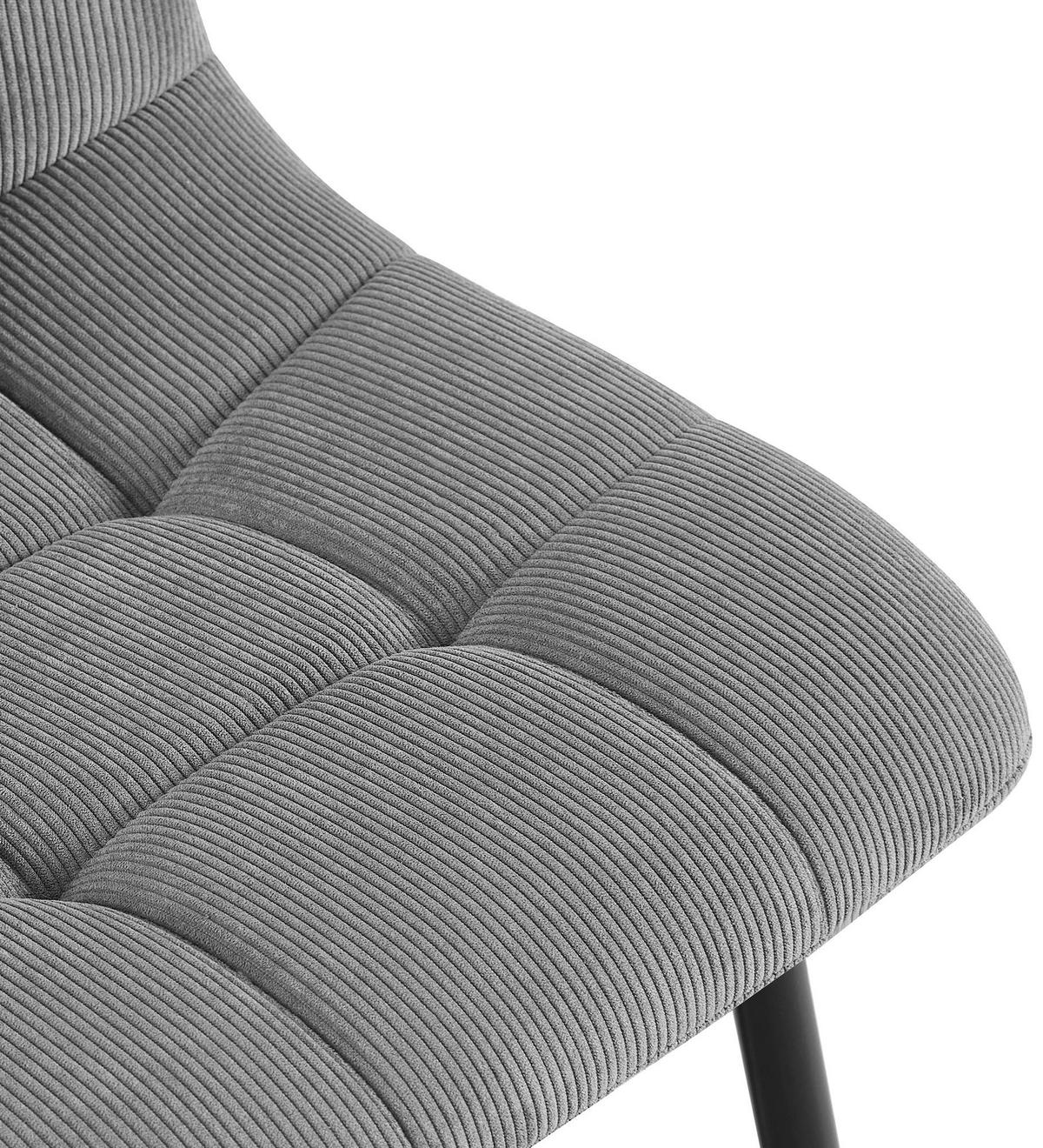 STUHL 2er Set Cord Grau - Schwarz/Grau, Textil/Metall (45/84/55cm) - CLP