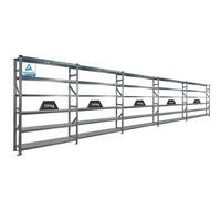 FACHBODENREGAL Proximo Stecksystem 210x750x32cm 6 Ebenen Beidseitig nutzbar Verzinkt - Silberfarben, Metall (750/210/32cm) - PROREGAL