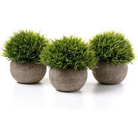 KUNSTPFLANZEN 3er-Set Beton-Optik Grau - Grün, Kunststoff (12.5cm)