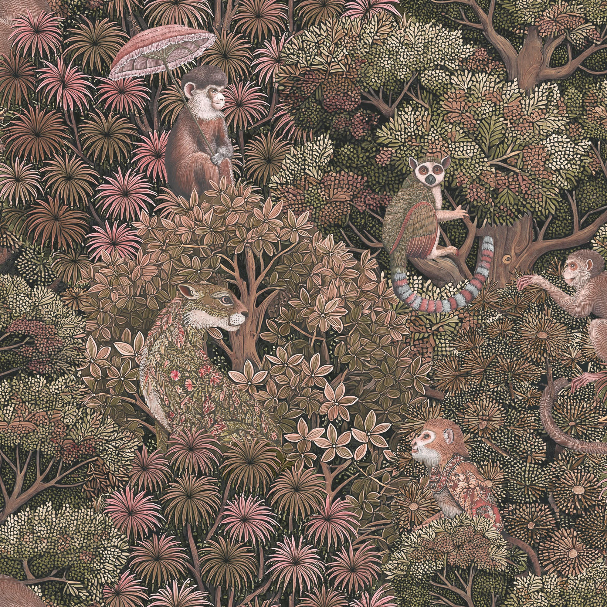 VLIESTAPETE Die Baumkronen-Truppe 1000x52cm - Pink/Altrosa, Papier/Kunststoff (52/1000cm) - Graham & Brown