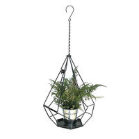 BLUMENAMPEL Innen Metall Wand 82 cm 96075 L mit Tür 6 Ecken - Schwarz, Metall (34/82/34cm) - DanDiBo