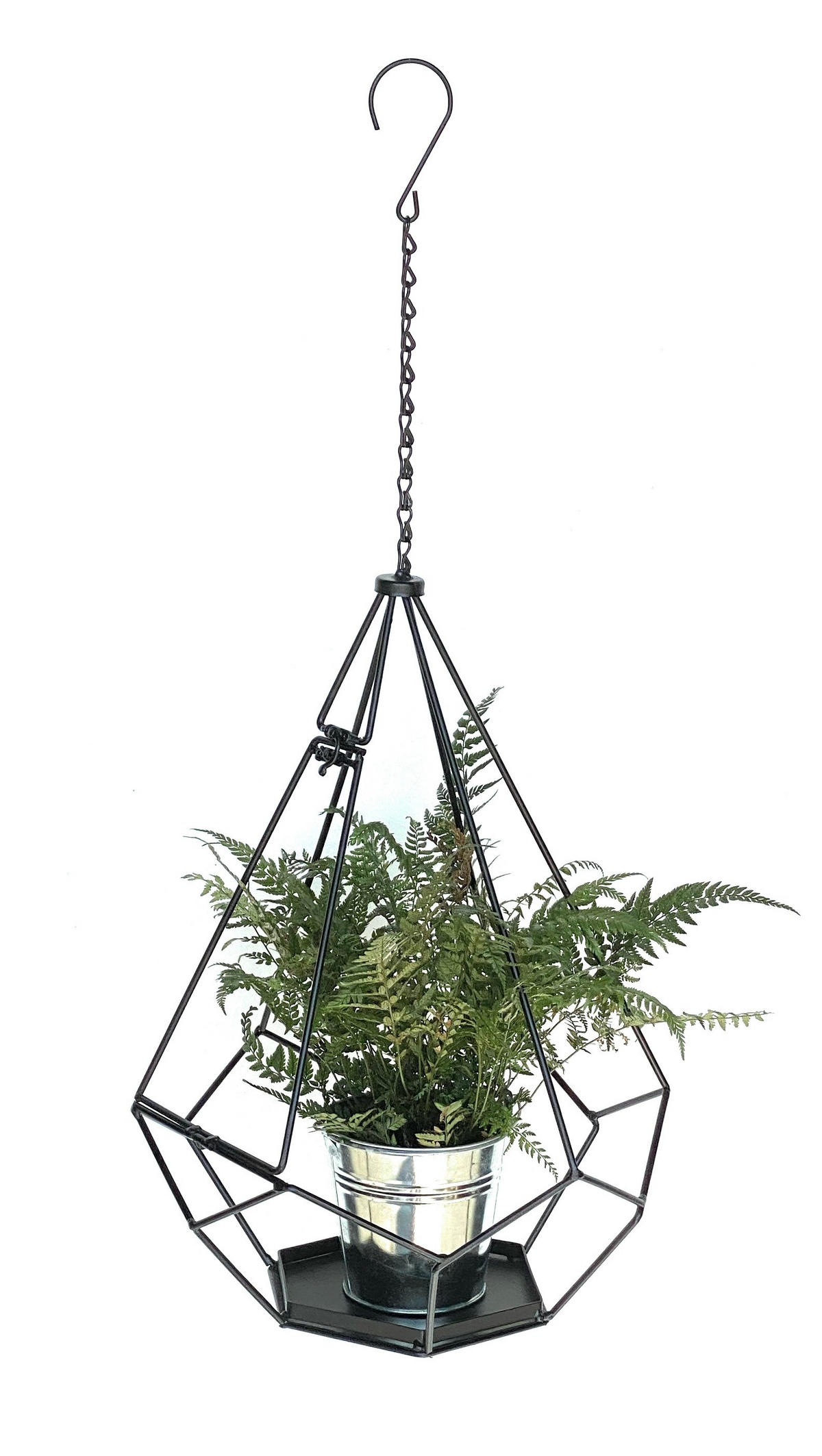BLUMENAMPEL Innen Metall Wand 82 cm 96075 L mit Tür 6 Ecken - Schwarz, Metall (34/82/34cm) - DanDiBo